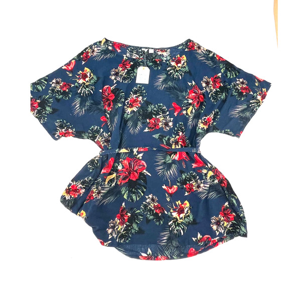 Roxy Women's Swimsuit Tropical Cover Up Navy Blue Floral Size Small NWT - Picture 3 of 6